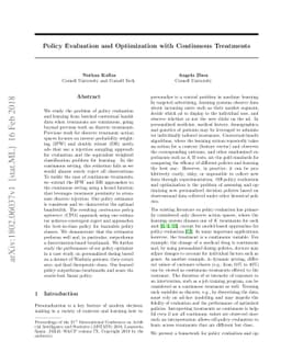 Policy Evaluation and Optimization with Continuous Treatments