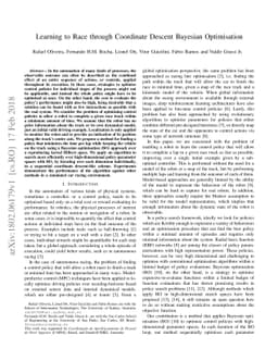 Learning to Race through Coordinate Descent Bayesian Optimisation