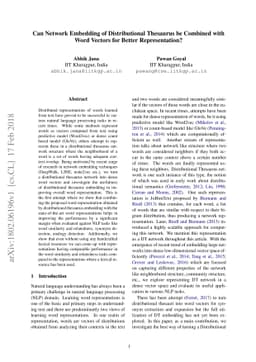 Can Network Embedding of Distributional Thesaurus be Combined with Word
  Vectors for Better Representation?
