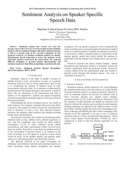 Sentiment Analysis on Speaker Specific Speech Data