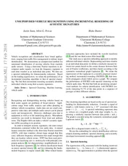 Unsupervised vehicle recognition using incremental reseeding of acoustic
  signatures