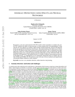Anomaly Detection using One-Class Neural Networks