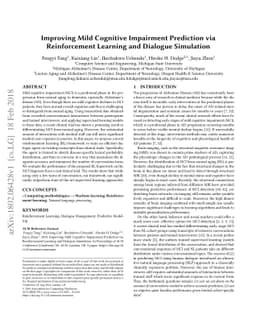 Improving Mild Cognitive Impairment Prediction via Reinforcement
  Learning and Dialogue Simulation