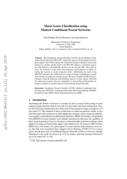 Music Genre Classification using Masked Conditional Neural Networks
