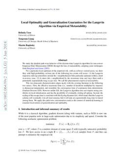 Local Optimality and Generalization Guarantees for the Langevin
  Algorithm via Empirical Metastability