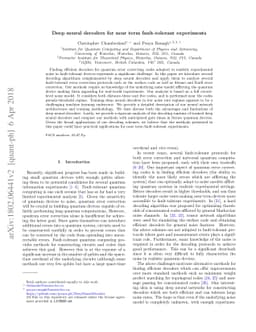 Deep neural decoders for near term fault-tolerant experiments