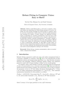 Robust Fitting in Computer Vision: Easy or Hard?