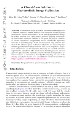 A Closed-form Solution to Photorealistic Image Stylization