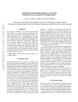 Weighted Linear Discriminant Analysis based on Class Saliency
  Information