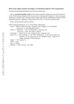 Before Name-calling: Dynamics and Triggers of Ad Hominem Fallacies in
  Web Argumentation