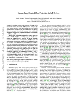 Sponge-Based Control-Flow Protection for IoT Devices