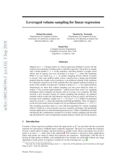 Leveraged volume sampling for linear regression