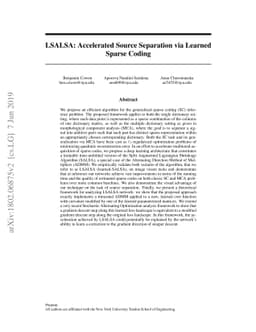 LSALSA: Accelerated Source Separation via Learned Sparse Coding