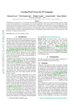 Learning Word Vectors for 157 Languages