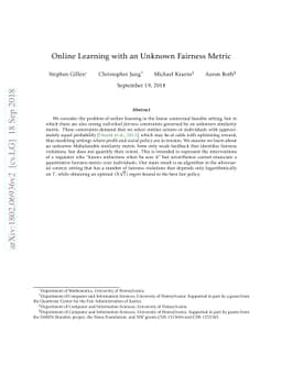 Online Learning with an Unknown Fairness Metric