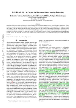 TAP-DLND 1.0 : A Corpus for Document Level Novelty Detection