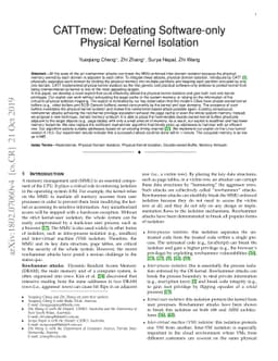 CATTmew: Defeating Software-only Physical Kernel Isolation