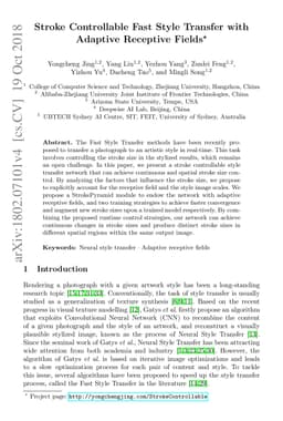 Stroke Controllable Fast Style Transfer with Adaptive Receptive Fields