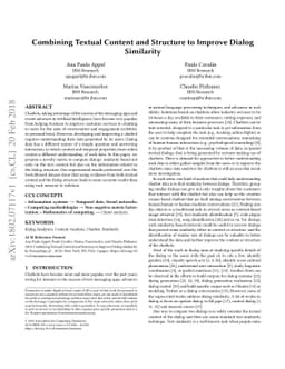 Combining Textual Content and Structure to Improve Dialog Similarity