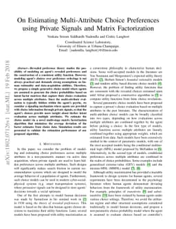On Estimating Multi-Attribute Choice Preferences using Private Signals
  and Matrix Factorization