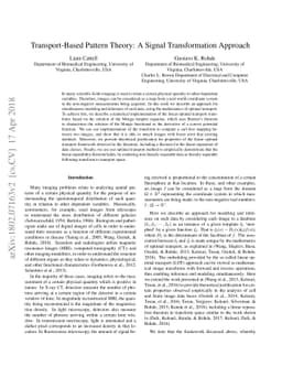 Transport-Based Pattern Theory: A Signal Transformation Approach