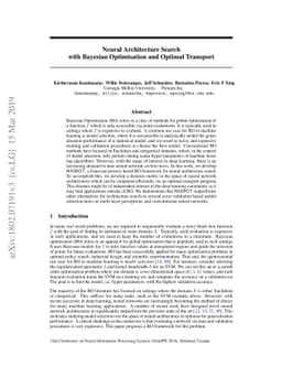 Neural Architecture Search with Bayesian Optimisation and Optimal
  Transport