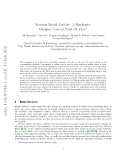 Steering Social Activity: A Stochastic Optimal Control Point Of View