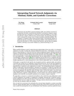 Interpreting Neural Network Judgments via Minimal, Stable, and Symbolic
  Corrections