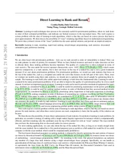 Direct Learning to Rank and Rerank