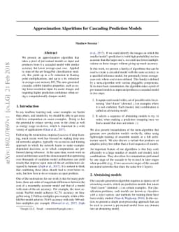 Approximation Algorithms for Cascading Prediction Models