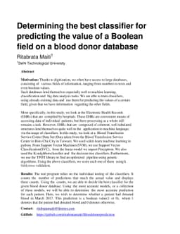 Determining the best classifier for predicting the value of a boolean
  field on a blood donor database using genetic algorithms