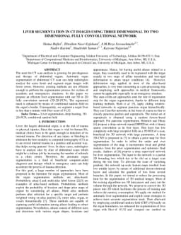 Liver segmentation in CT images using three dimensional to two
  dimensional fully convolutional network