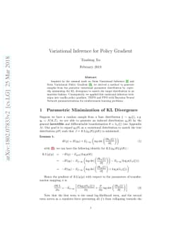 Variational Inference for Policy Gradient