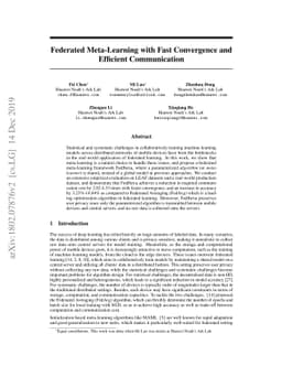 Federated Meta-Learning with Fast Convergence and Efficient
  Communication