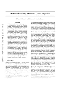 The Hidden Vulnerability of Distributed Learning in Byzantium
