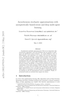 Asynchronous stochastic approximations with asymptotically biased errors
  and deep multi-agent learning
