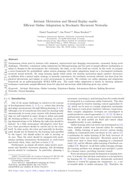 Intrinsic Motivation and Mental Replay enable Efficient Online
  Adaptation in Stochastic Recurrent Networks