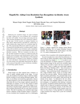 MagnifyMe: Aiding Cross Resolution Face Recognition via Identity Aware
  Synthesis