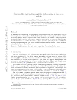 Structured low-rank matrix completion for forecasting in time series
  analysis