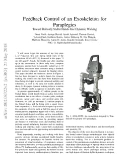 Feedback Control of an Exoskeleton for Paraplegics: Toward Robustly
  Stable Hands-free Dynamic Walking
