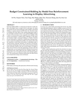 Budget Constrained Bidding by Model-free Reinforcement Learning in
  Display Advertising