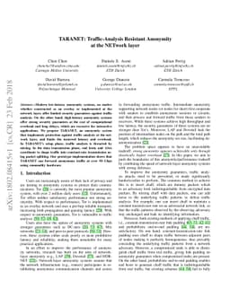 TARANET: Traffic-Analysis Resistant Anonymity at the NETwork layer