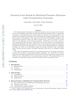 Geometric Lower Bounds for Distributed Parameter Estimation under
  Communication Constraints