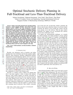 Optimal Stochastic Delivery Planning in Full-Truckload and
  Less-Than-Truckload Delivery