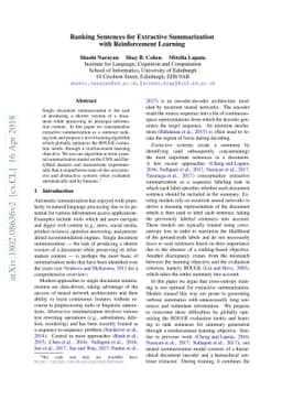 Ranking Sentences for Extractive Summarization with Reinforcement
  Learning