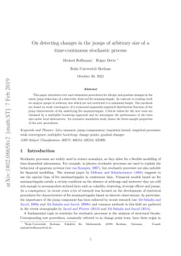 On detecting changes in the jumps of arbitrary size of a time-continuous
  stochastic process