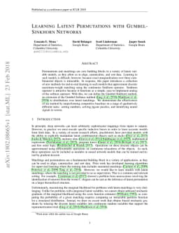 Learning Latent Permutations with Gumbel-Sinkhorn Networks