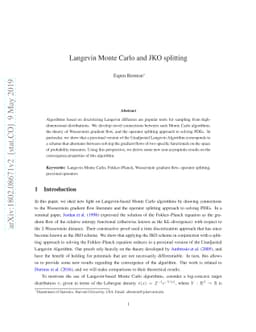 Langevin Monte Carlo and JKO splitting