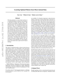Learning Optimal Policies from Observational Data