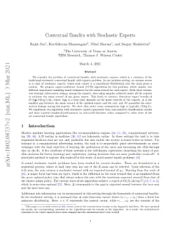 Contextual Bandits with Stochastic Experts